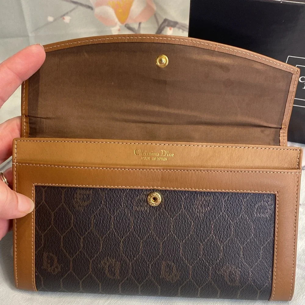 Christian Dior Vintage Honeycomb Bifold Long Wallet